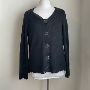 Vintage Marya Black Sweater Cardigan Loose Knit Size US 18/ IT52